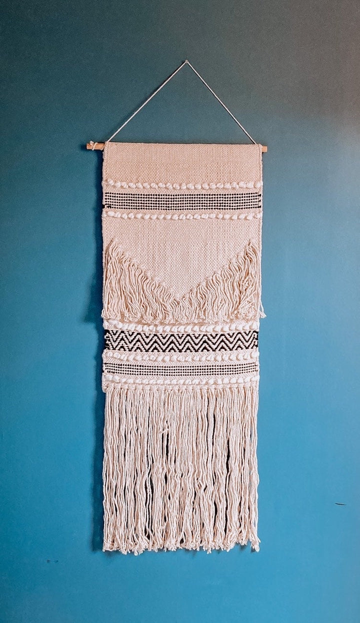 Boho Wandbehang | Wandteppich | Weiß-Schwarz