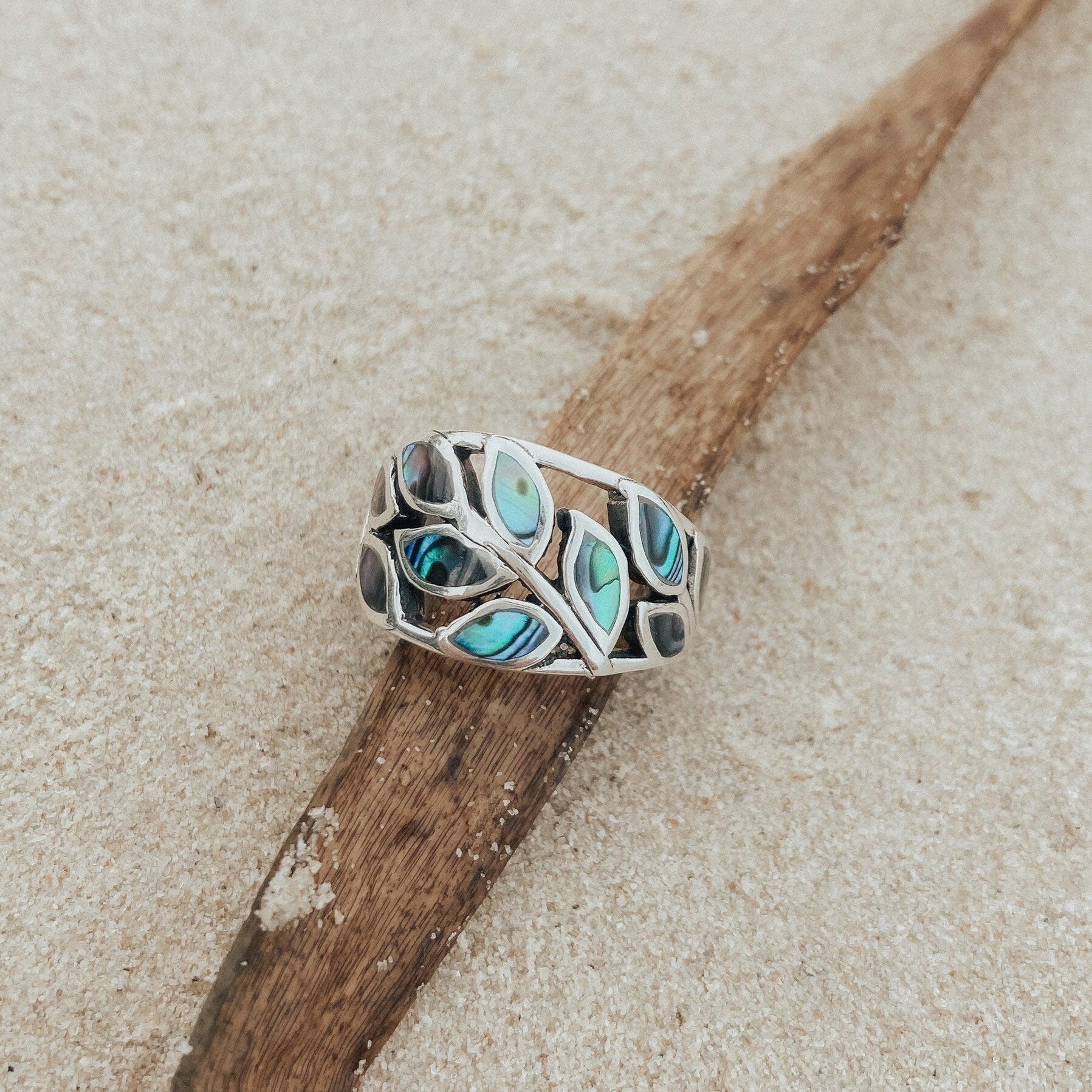 SILBERRING „ARIELLE“ MIT ABALONE MUSCHEL | 925ER STERLING SILBER