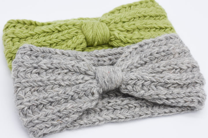 Stirnband Schleife, Knoten, Dame, Frau, Wolle, Handgestrickt