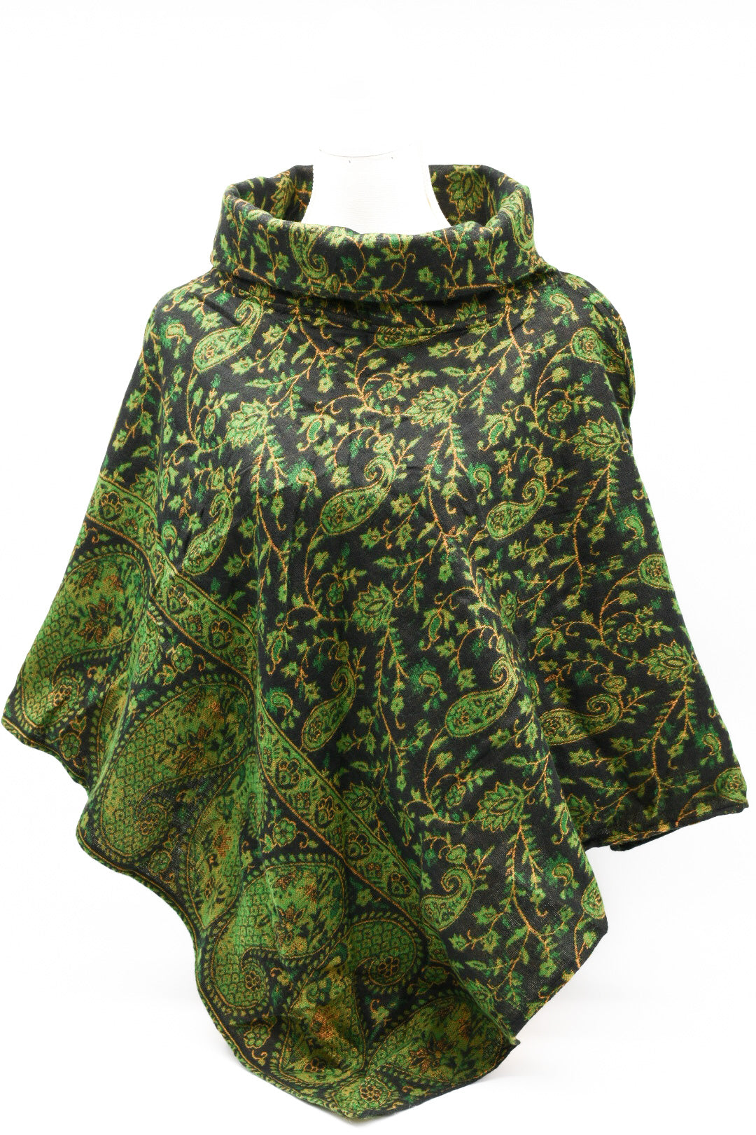 Kuscheliger Poncho | ISABELLA | Black & Green | Warmer Overthrow