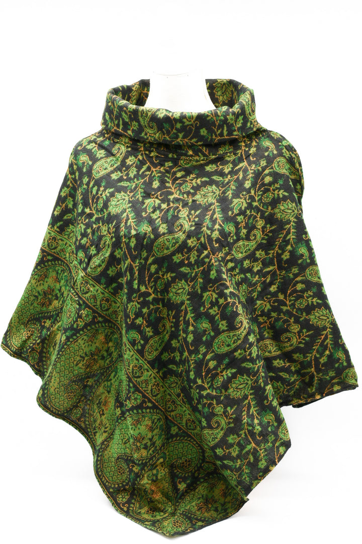 Kuscheliger Poncho | ISABELLA | Schwarz & Grün | warmer Überwurf