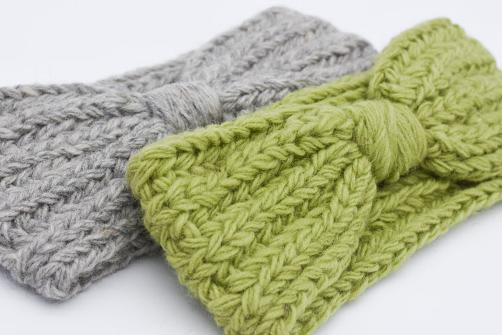 Stirnband Schleife, Knoten, Dame, Frau, Wolle, Handgestrickt